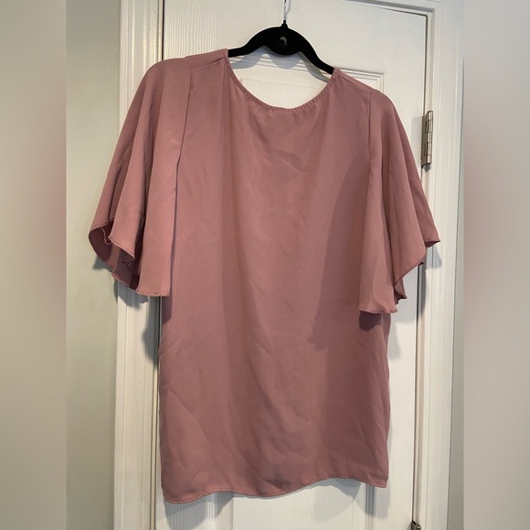 Zenana Premium Size S Dusty Pink Batwing Sleeve Pullover Blouse Pearl Buttons - Picture 12 of 13